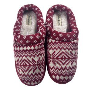Dearfoams Slippers Women Sz L 9-10 Diane Mixed Fairisle Clog Red Dahlia With Box